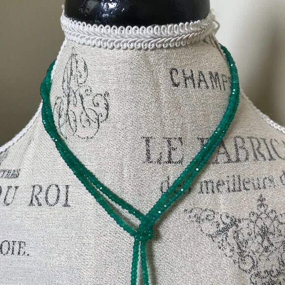 Joie DiGiovanni Lariat Gold Filled Onyx Pearl Necklace Womens Green White Beaded - Picture 11 of 13